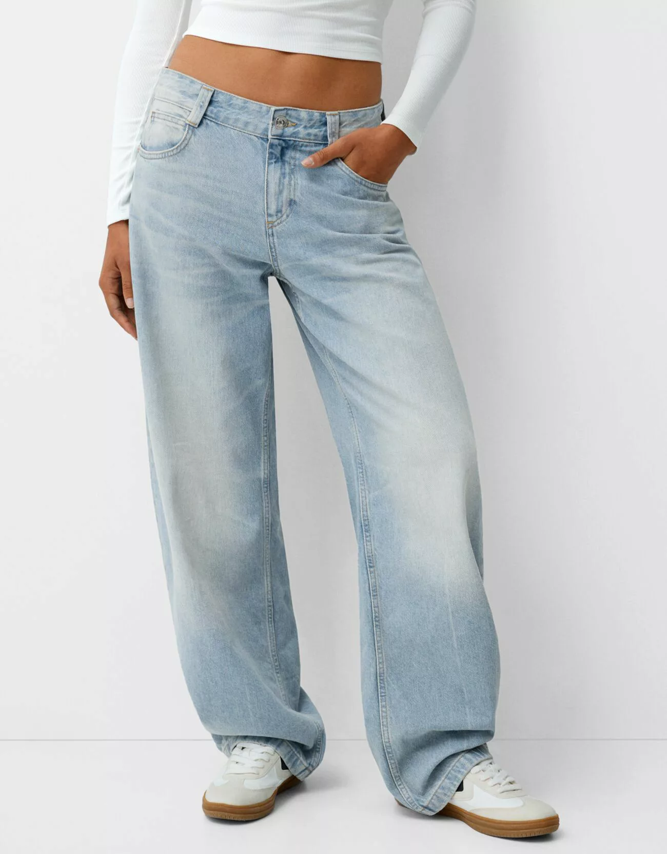 Bershka Baggy Balloon Jeans Damen 36 Ausgewaschenes Blau günstig online kaufen