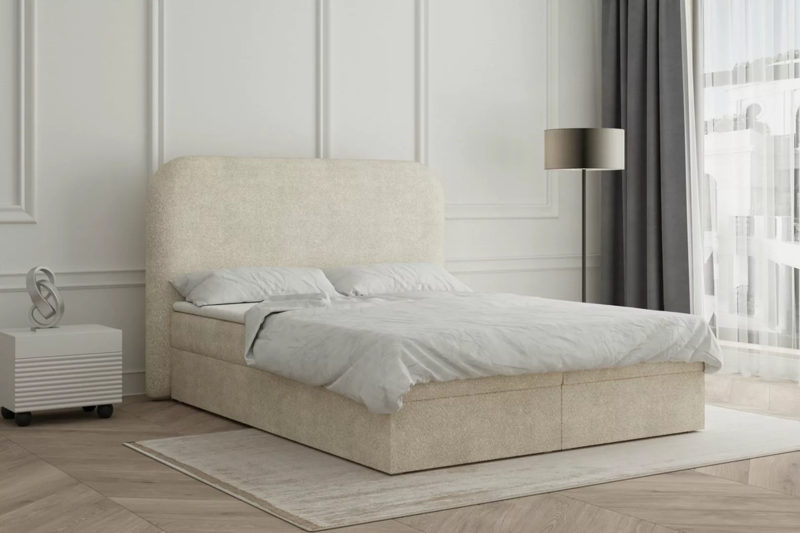 MOEBLO Boxspringbett aus Bouclé Bett 07 (Bonell, Topper, Doppelbett gepolst günstig online kaufen