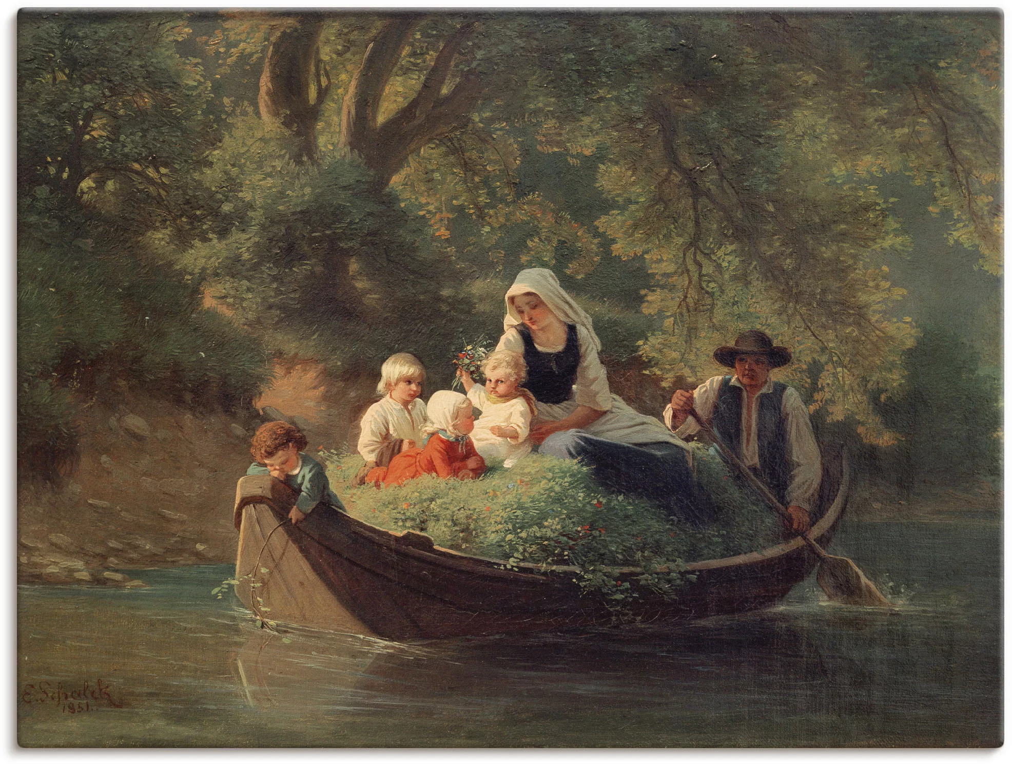 Artland Wandbild "Bauernfamilie in einem Boot", Gruppen & Familien, (1 St.) günstig online kaufen