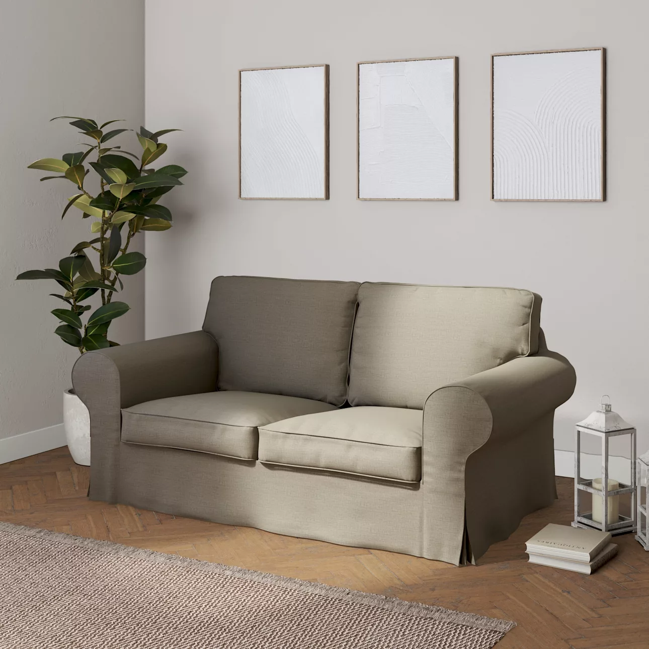 Bezug für Ektorp 2-Sitzer Sofa nicht ausklappbar, beige-grau, Sofabezug für günstig online kaufen