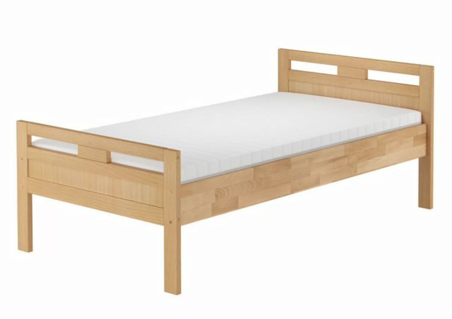 ERST-HOLZ Bett Einzelbett Echtholz Seniorenbett Buche massiv 100x220, Buche günstig online kaufen