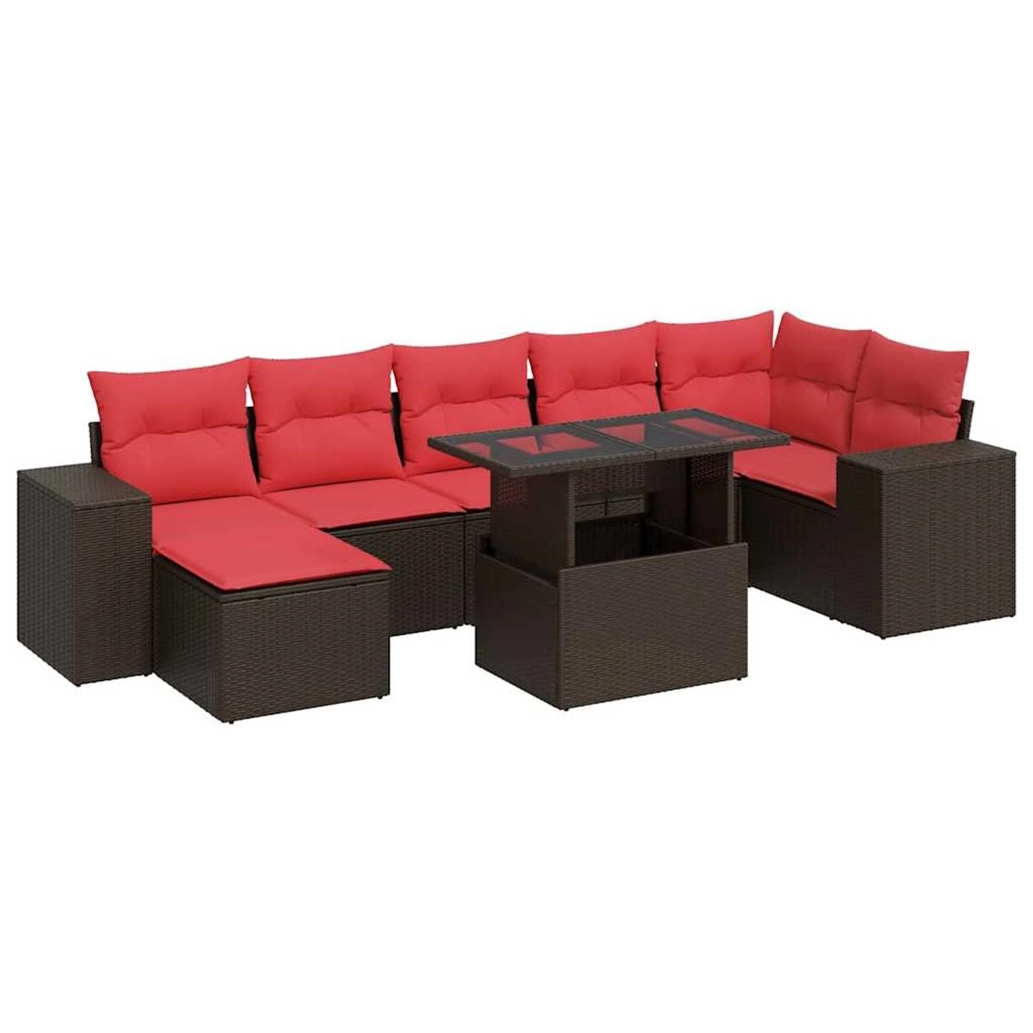 vidaXL 8-Tlg Garten-Sofagarnitur mit Kissen Braun Poly Rattan Akazie 332684 günstig online kaufen