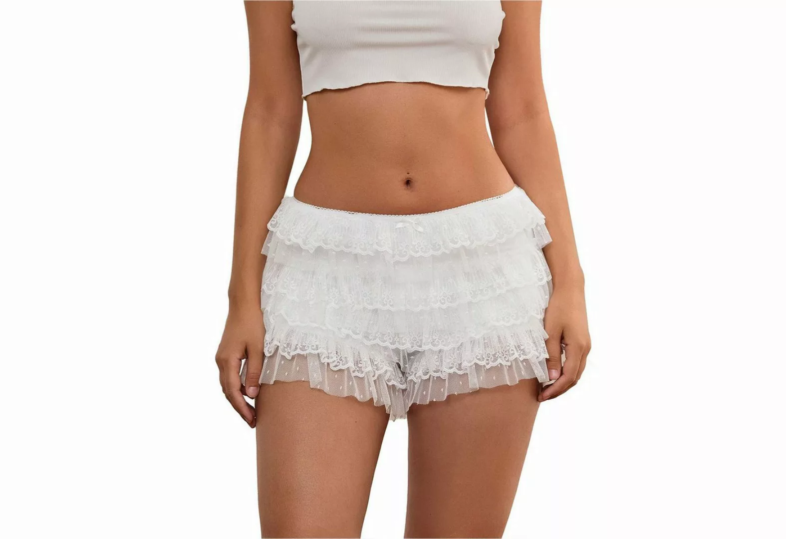 Refttenw Shorts Sexy Shorts mit Rüschenspitze für Damen, mehrlagige Pumphos günstig online kaufen