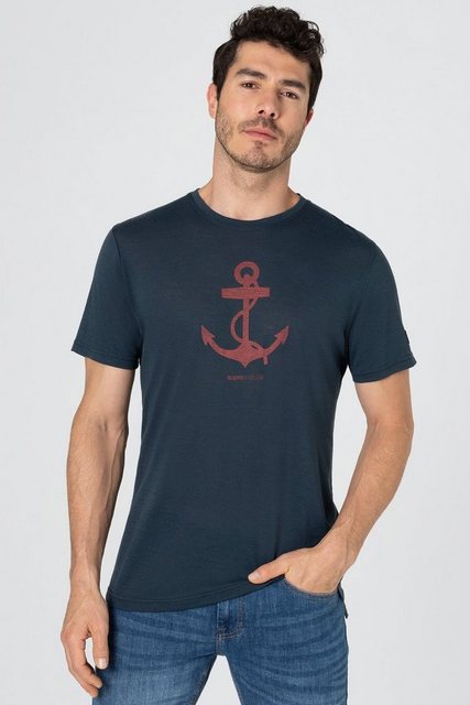 SUPER.NATURAL Print-Shirt Merino T-Shirt M ANCHOR TEE atmungsaktiver Merino günstig online kaufen