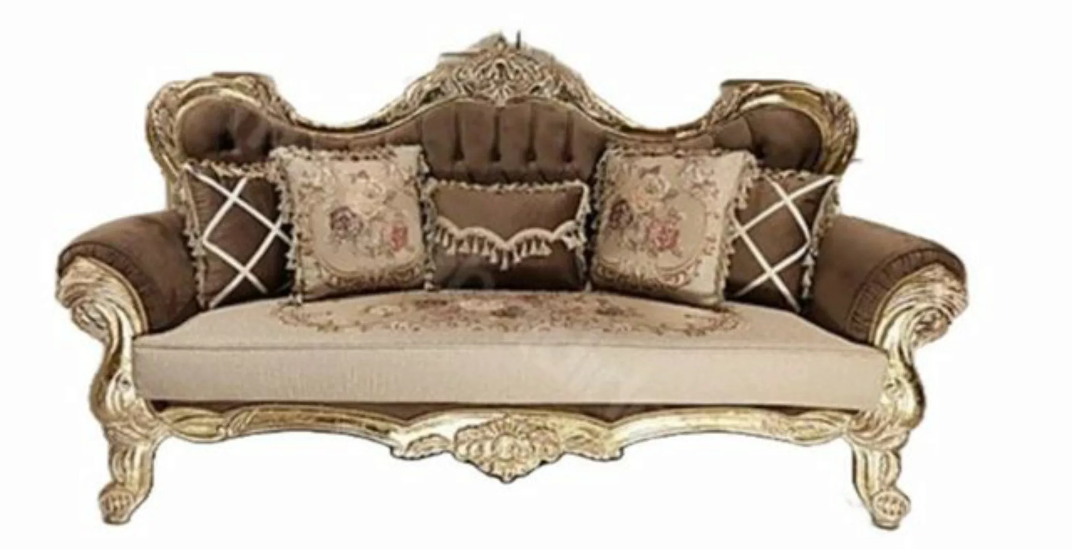 Xlmoebel Sofa Dreisitzer Chesterfield Sofa in Barock-Stil mit goldfarbenem günstig online kaufen