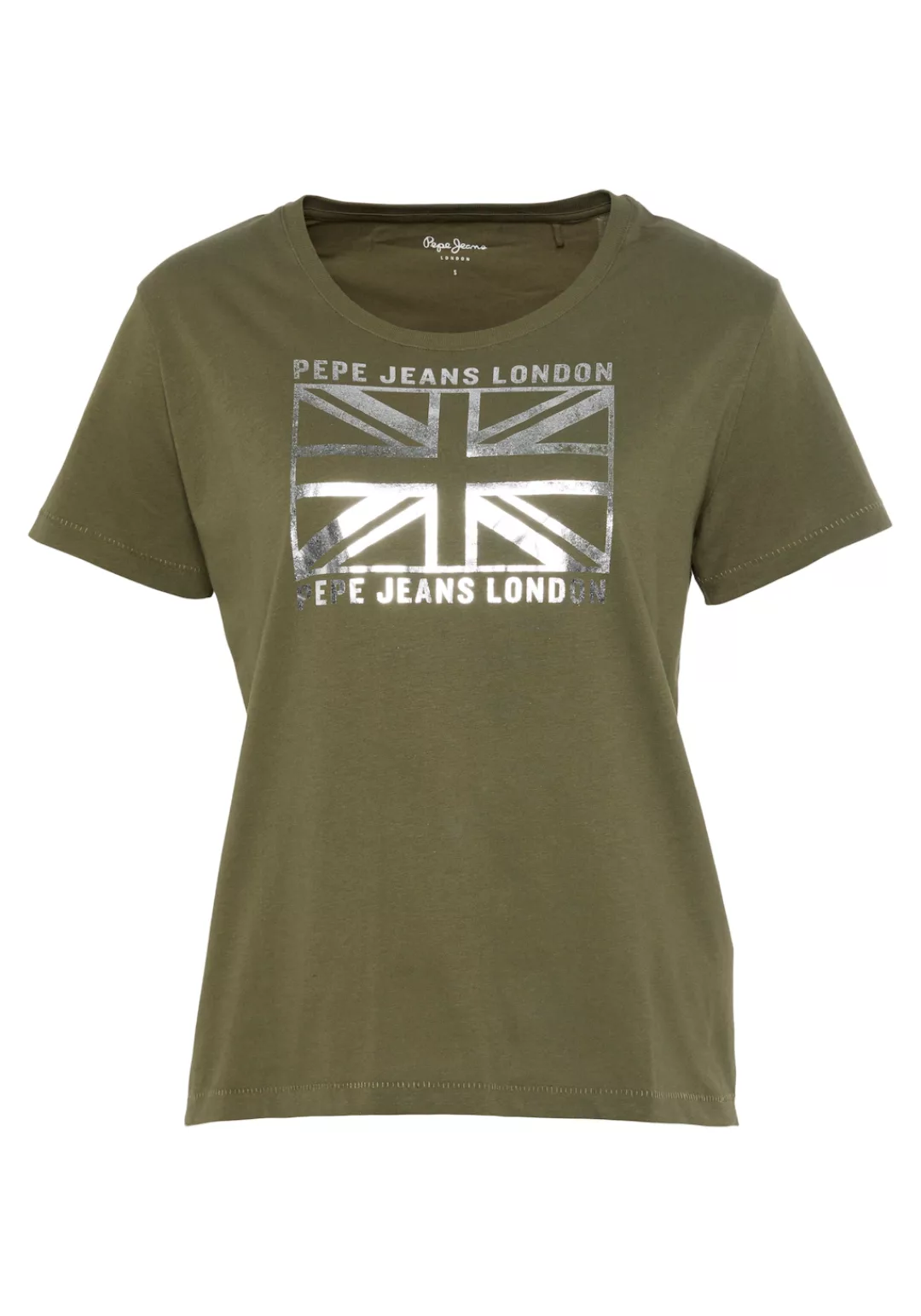Pepe Jeans Rundhalsshirt "ZELDAS", mit Metallic-Logoprint günstig online kaufen