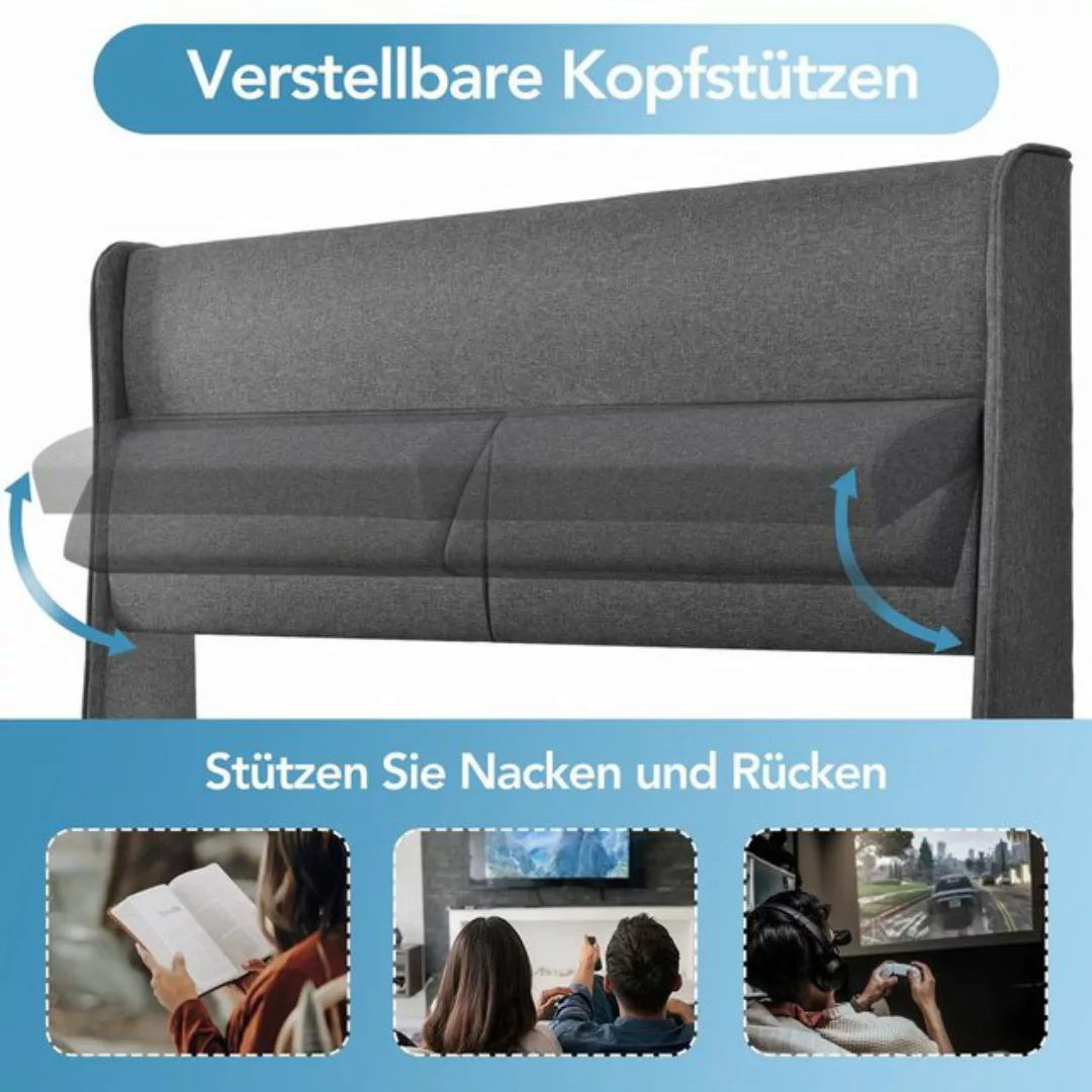 REDOM Polsterbett Doppelbett mit Verstellbare Kopfstützen (140x200 mit latt günstig online kaufen