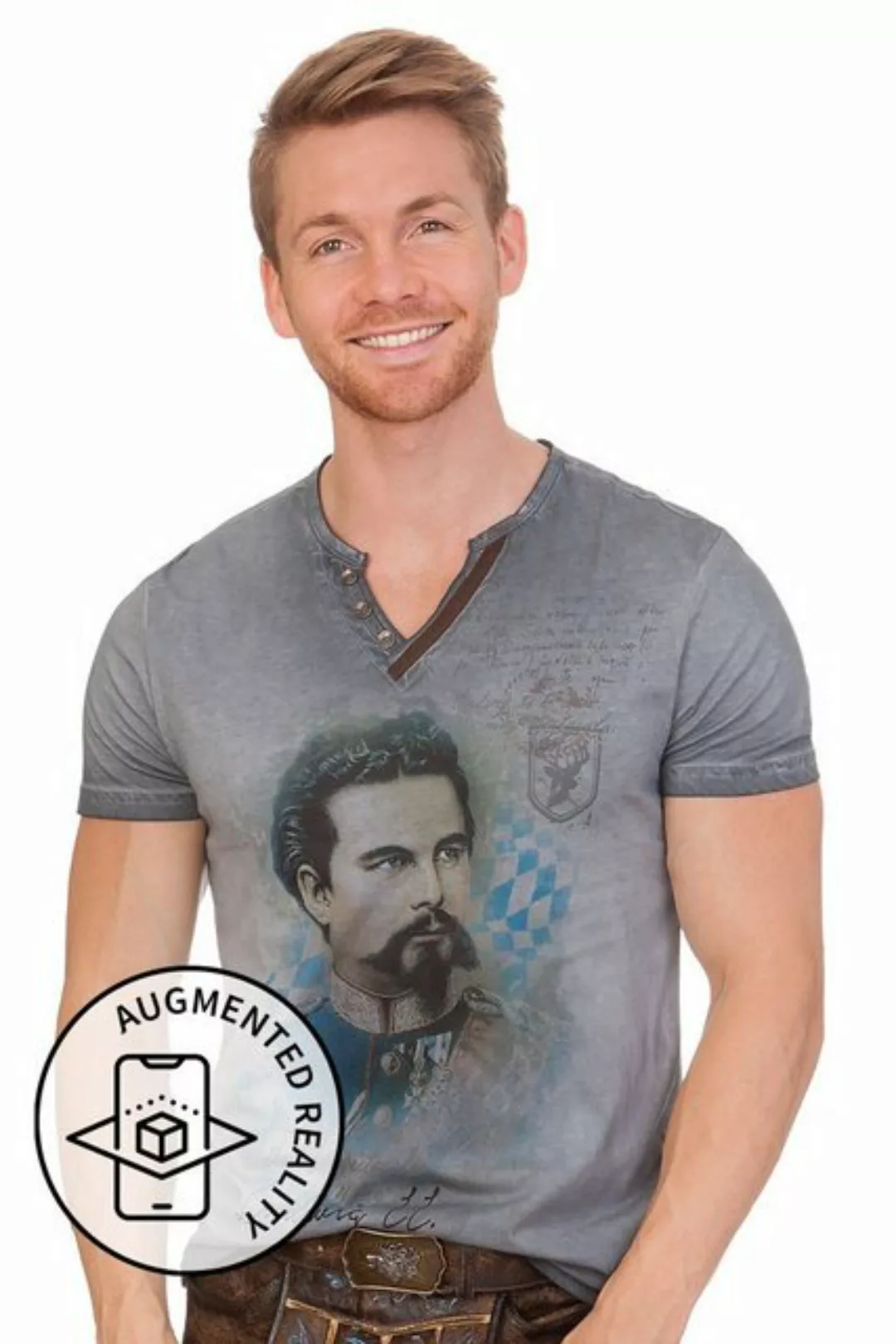 Hangowear Trachtenshirt Trachtenshirt Herren - ALMONT - grau günstig online kaufen