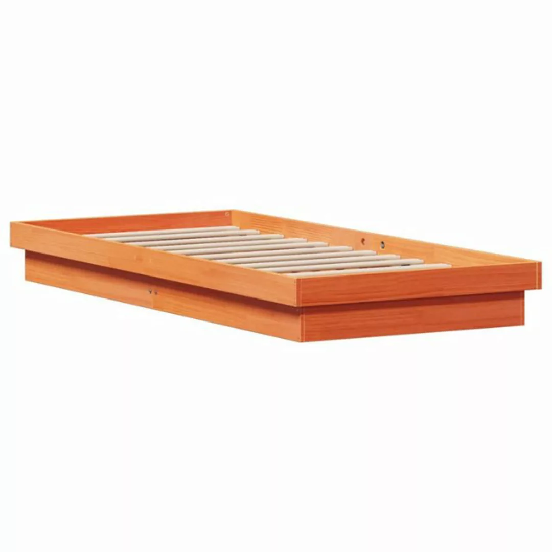 vidaXL Bett Massivholzbett mit LED-Beleuchtung Wachsbraun 90x190 cm Kiefer günstig online kaufen