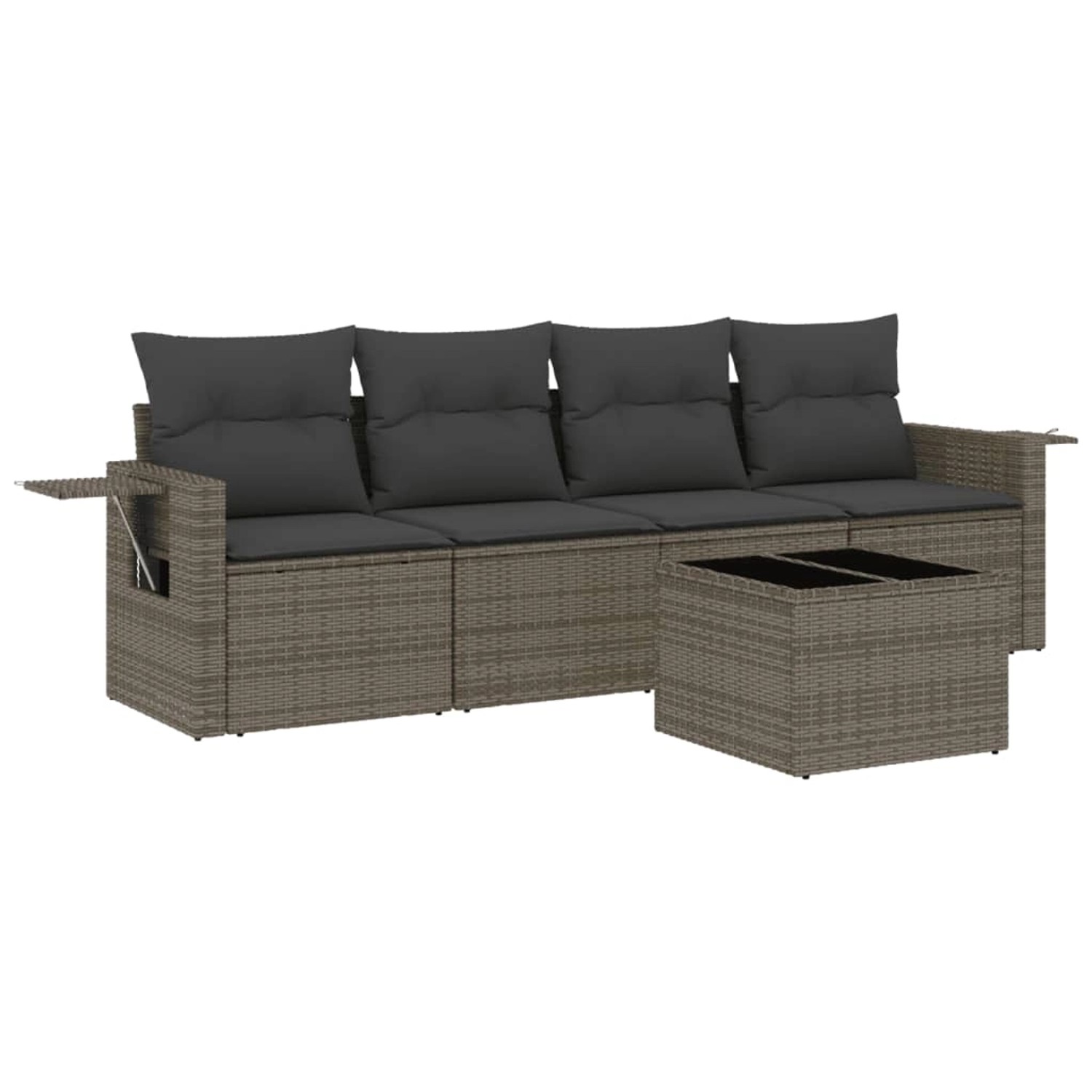 vidaXL 5-Tlg Garten-Sofagarnitur mit Kissen Grau Poly Rattan 3219889 günstig online kaufen