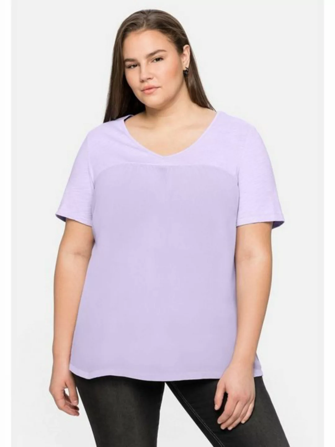 Sheego T-Shirt Große Größen im Materialmix, in A-Linie günstig online kaufen