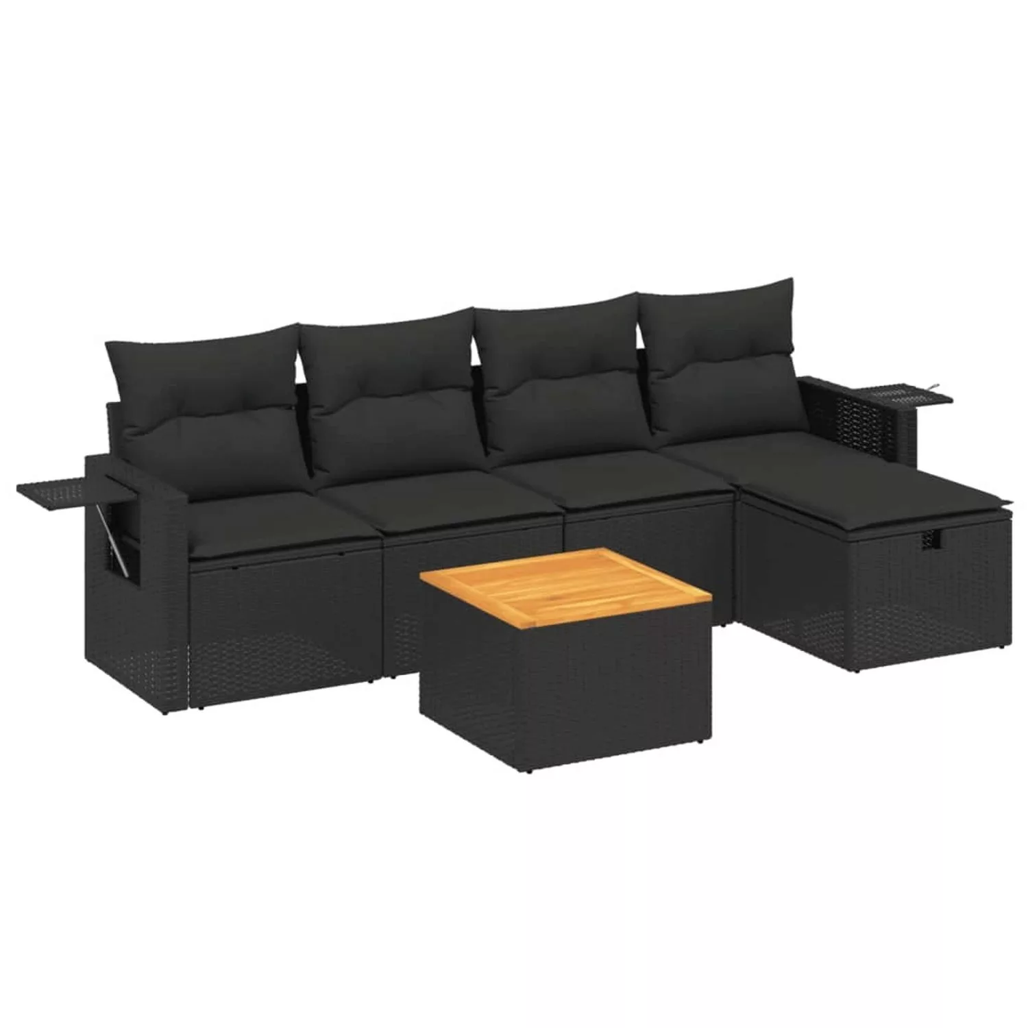 vidaXL 6-tlg Garten-Sofagarnitur mit Kissen Schwarz Poly Rattan Modell 117 günstig online kaufen