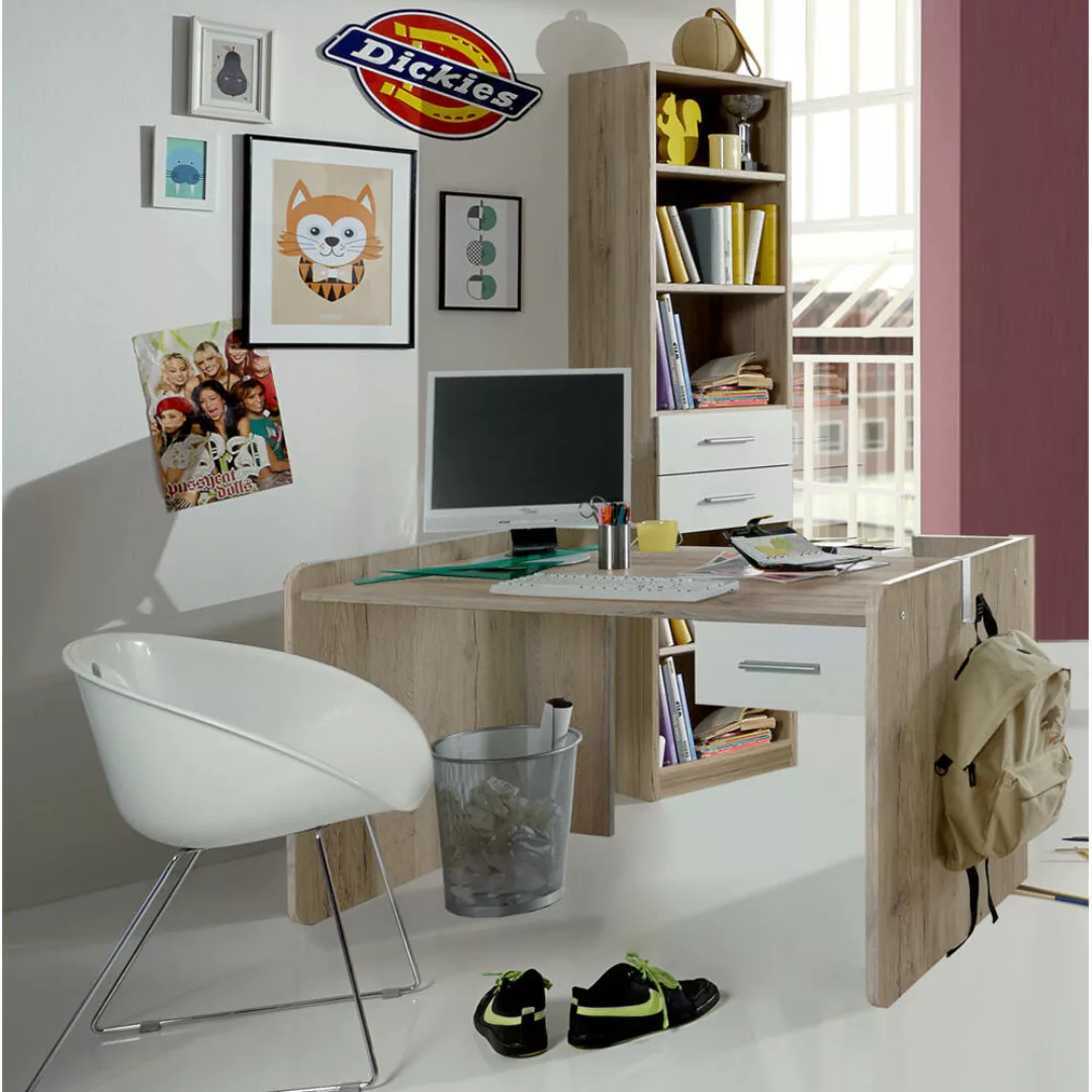 höhenverstellbarer Schreibtisch mit Regal Jugendzimmer JOHANNESBURG-43 in E günstig online kaufen