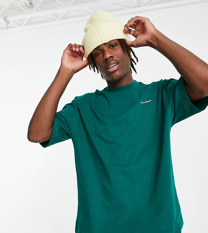COLLUSION – Oversize-T-Shirt in Grün mit Logo günstig online kaufen