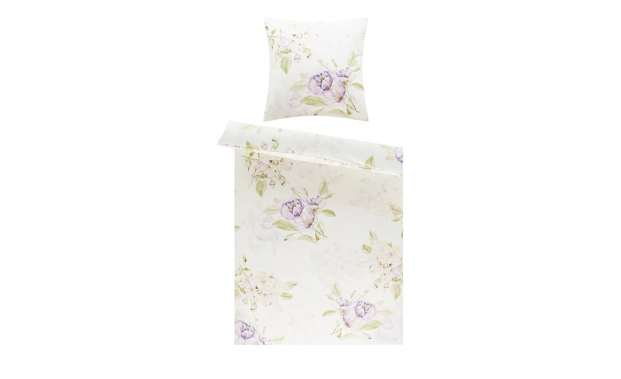 AURO Satin Bettwäsche  Floral - weiß - 100% Baumwolle - 135 cm - Bettwaren günstig online kaufen