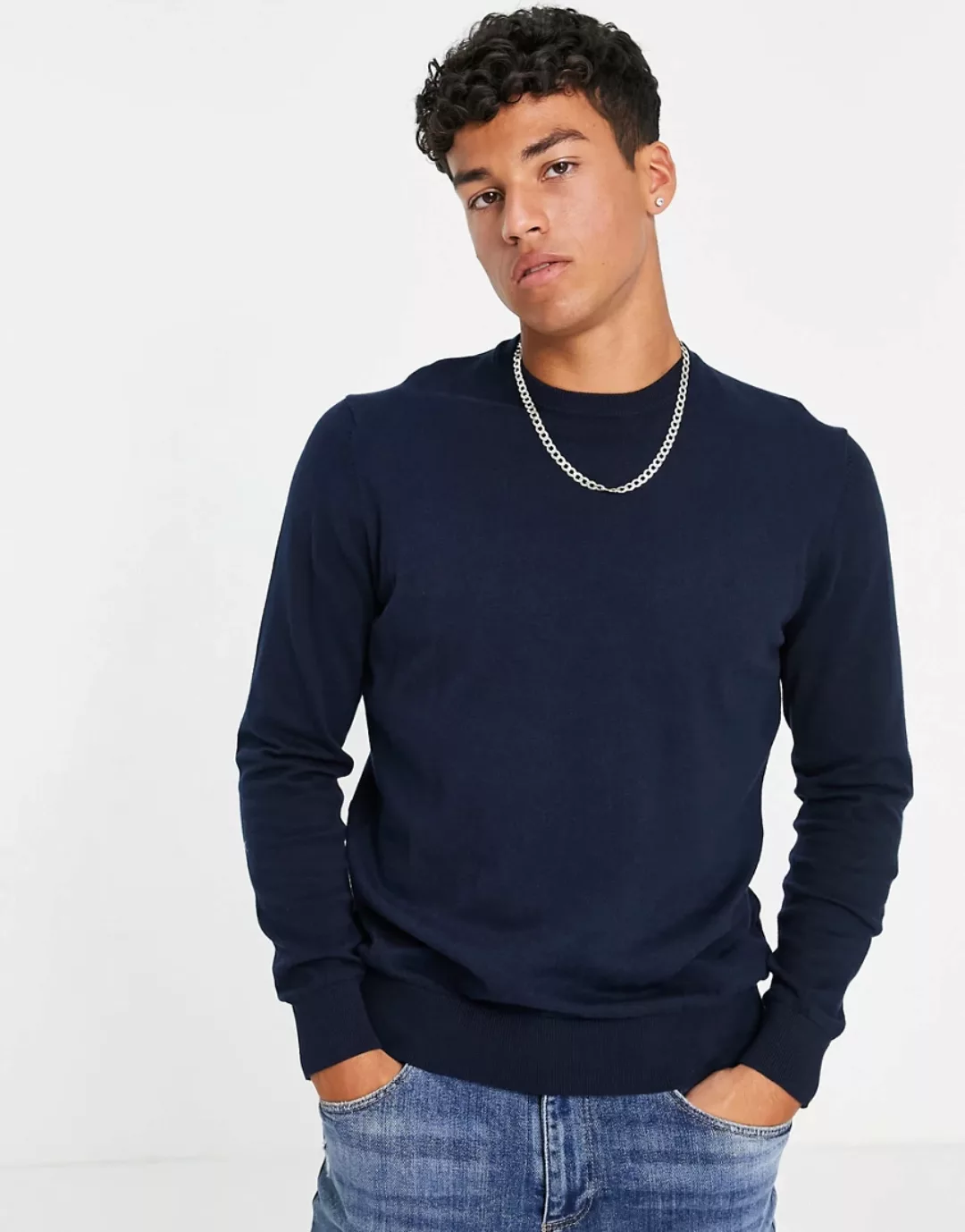 Burton – Pullover in Marineblau mit Rundhalsausschnitt günstig online kaufen