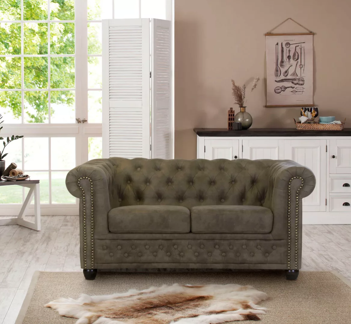 Home affaire Chesterfield-Sofa "Rysum", Chesterfield-Optik, in 2 Bezugsqual günstig online kaufen