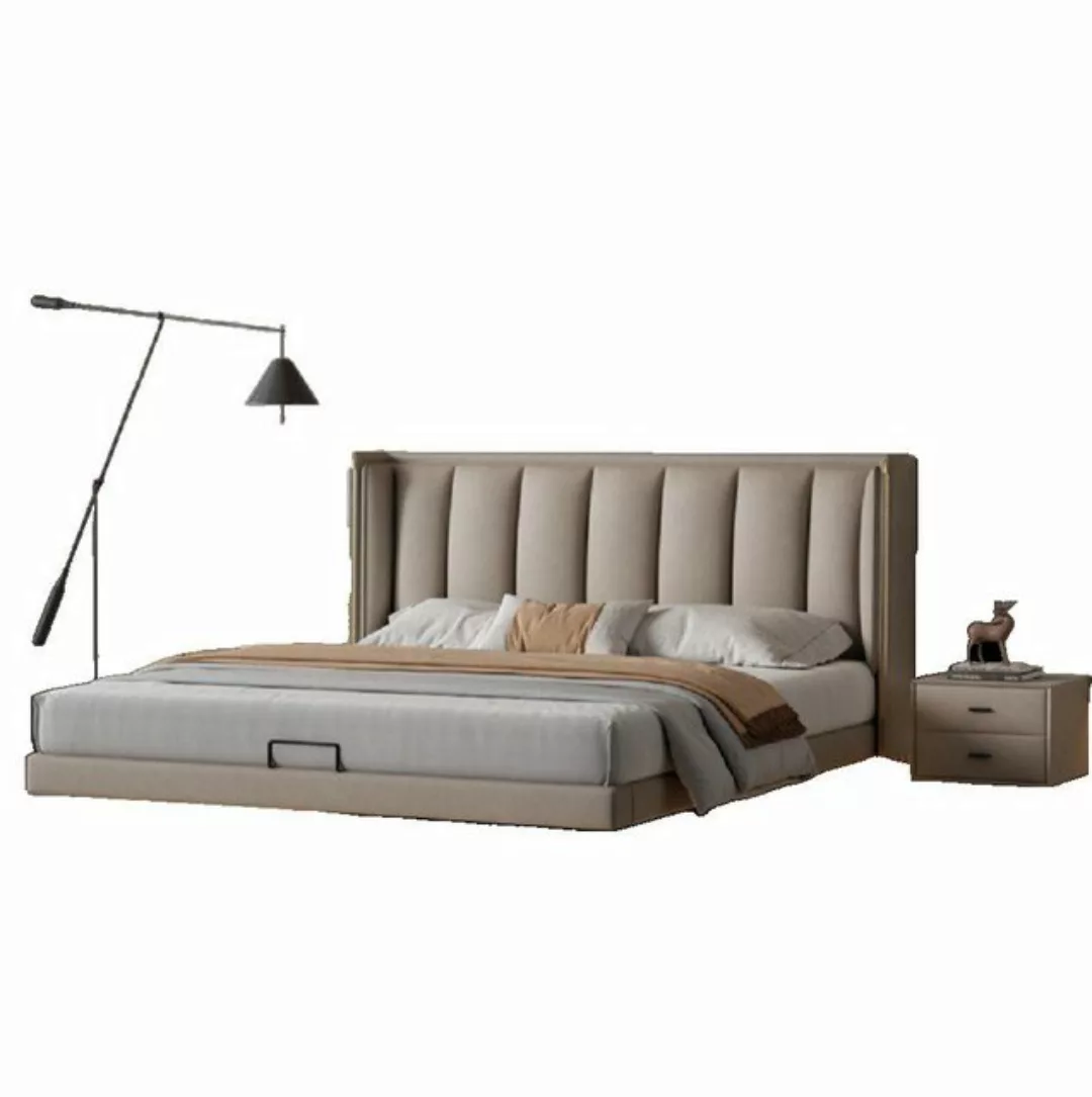 JVmoebel Bett Beiges Schlafzimmer Doppelbett Designer Luxus Möbel Holzgeste günstig online kaufen