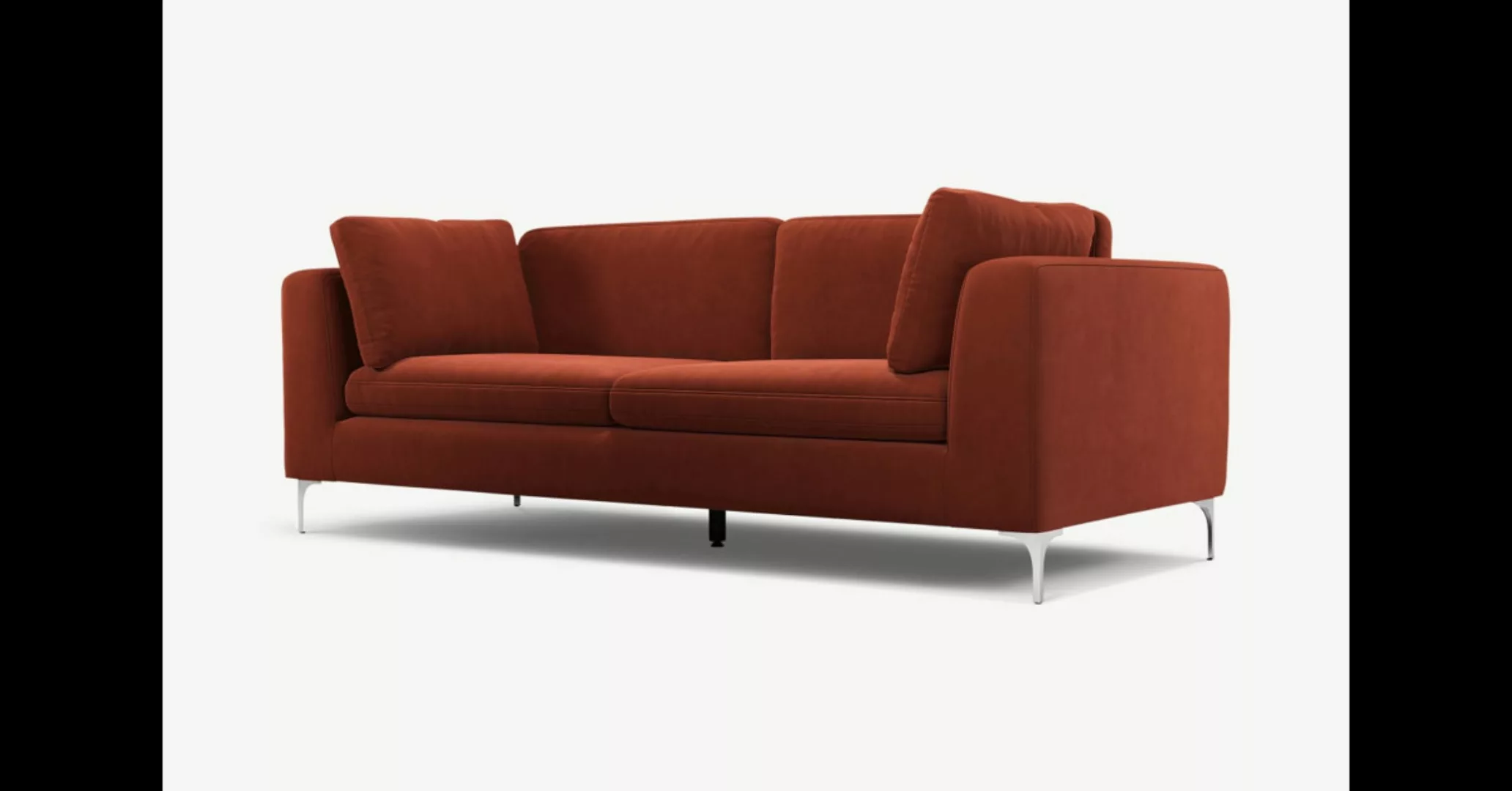 Monterosso 3-Sitzer Sofa, Samt in Ziegelrot und Chrom - MADE.com günstig online kaufen