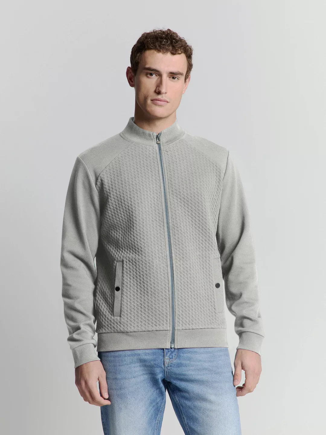 NO EXCESS Sweater "No Excess Jacquard sweatshirt mit Vollreißverschluss" günstig online kaufen