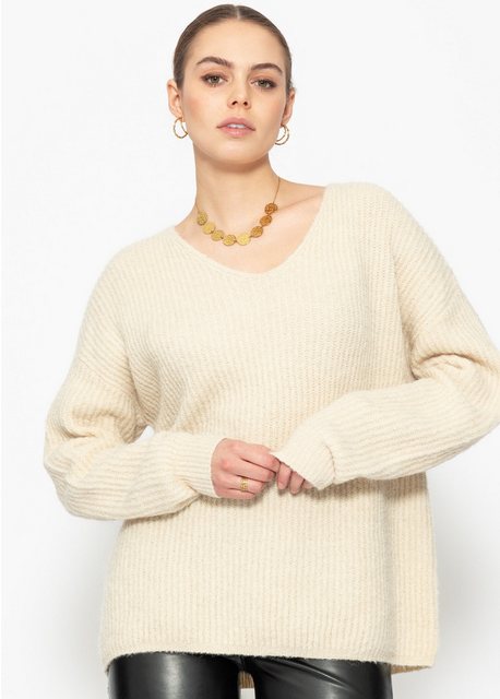 SASSYCLASSY Strickpullover Oversize Pullover Damen mit V-Ausschnitt Elegant günstig online kaufen