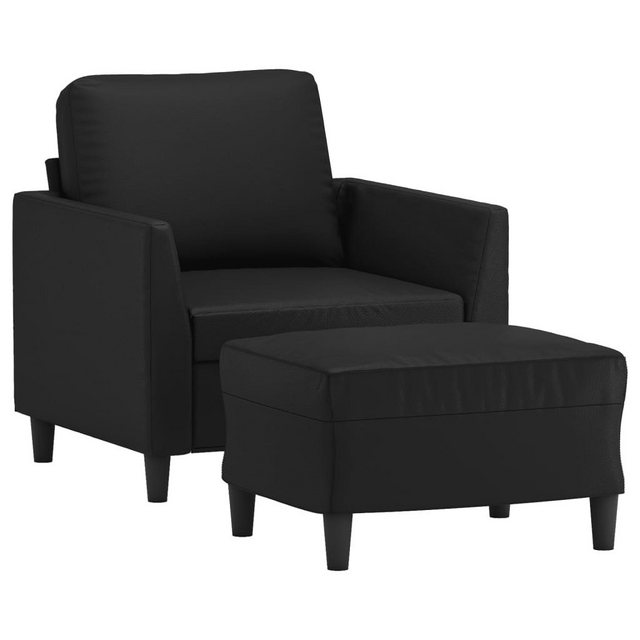 vidaXL Sofa Sessel mit Hocker Schwarz 60 cm Kunstleder günstig online kaufen