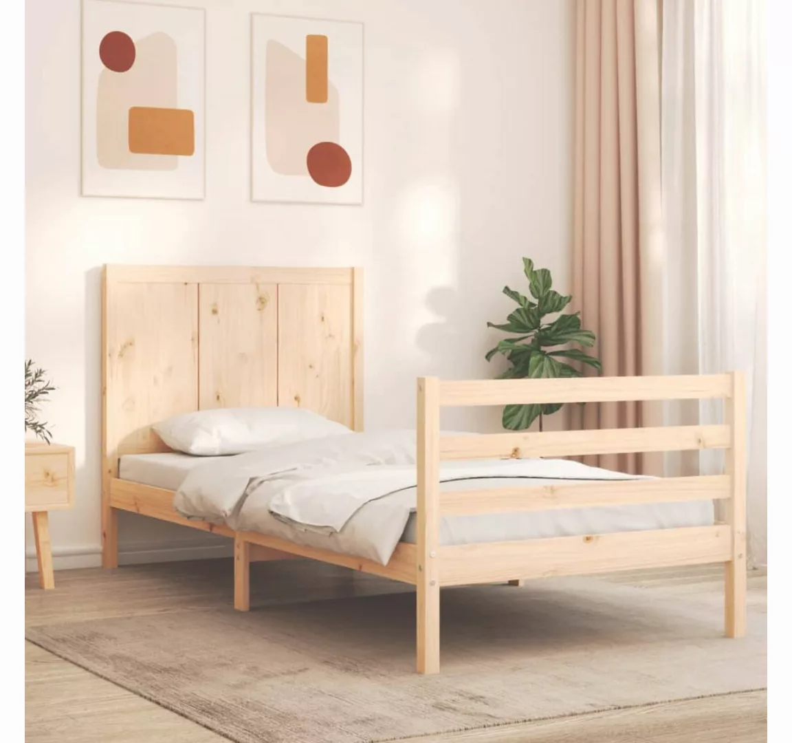 vidaXL Bett Massivholzbett mit Kopfteil günstig online kaufen