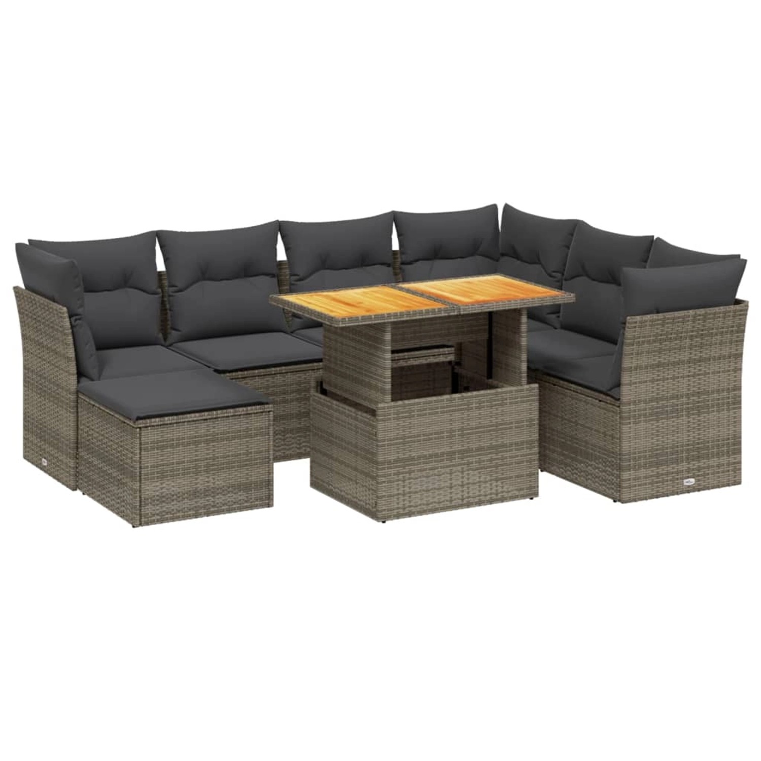 vidaXL 8-Tlg Garten-Sofagarnitur mit Kissen Grau Poly Rattan 3275496 günstig online kaufen
