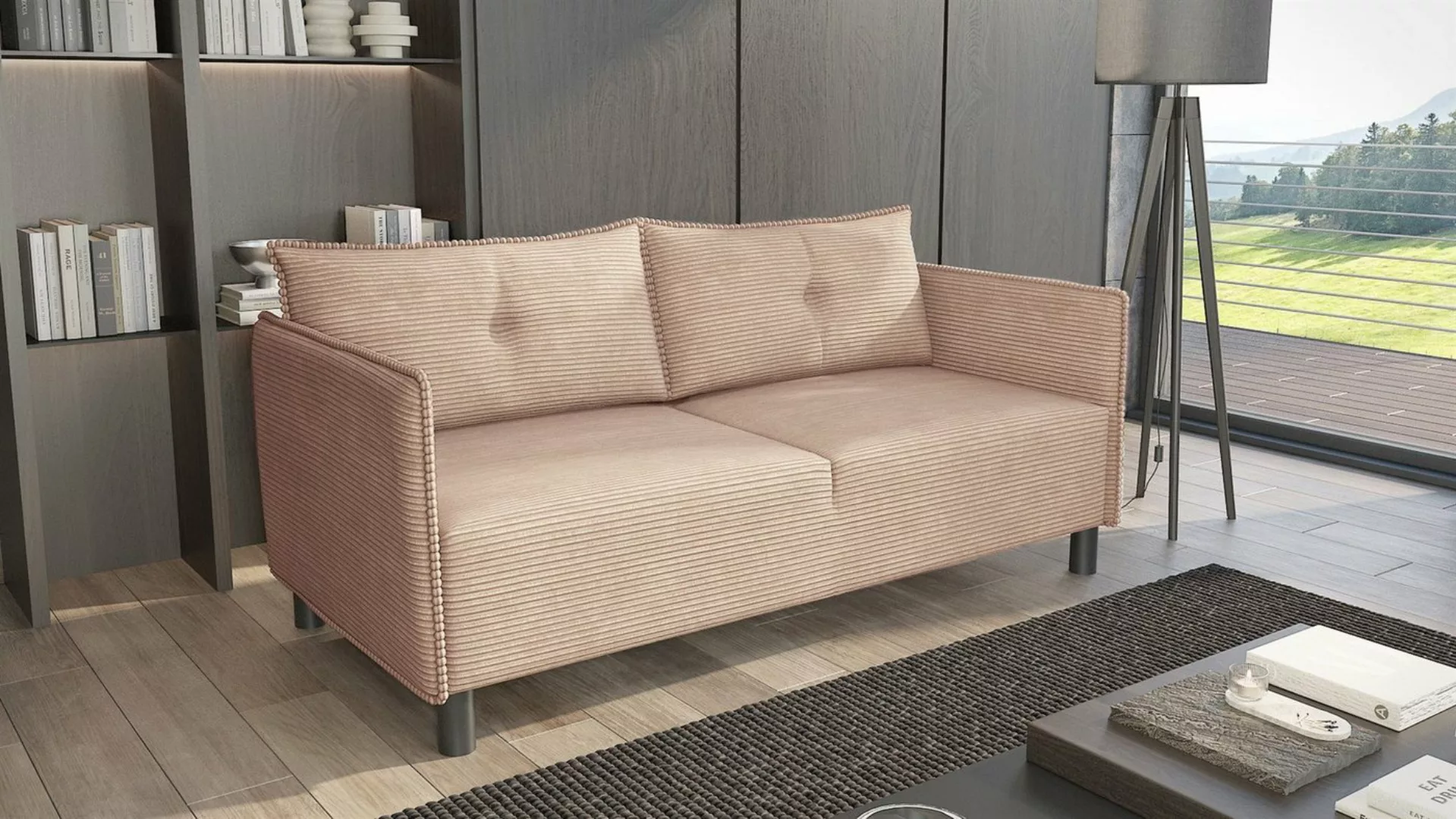 Fun Möbel 2-Sitzer Designersofa DECLAN in Stoff Lincoln, inkl. 2 Rückenkiss günstig online kaufen