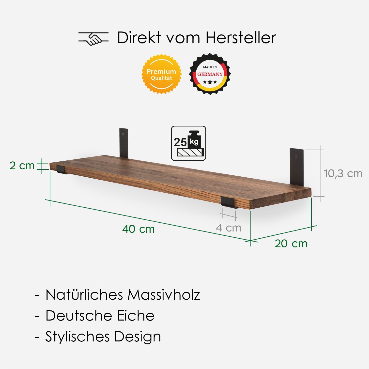 Rikmani Wandregal DOK Schweberegal Eiche schwarz günstig online kaufen