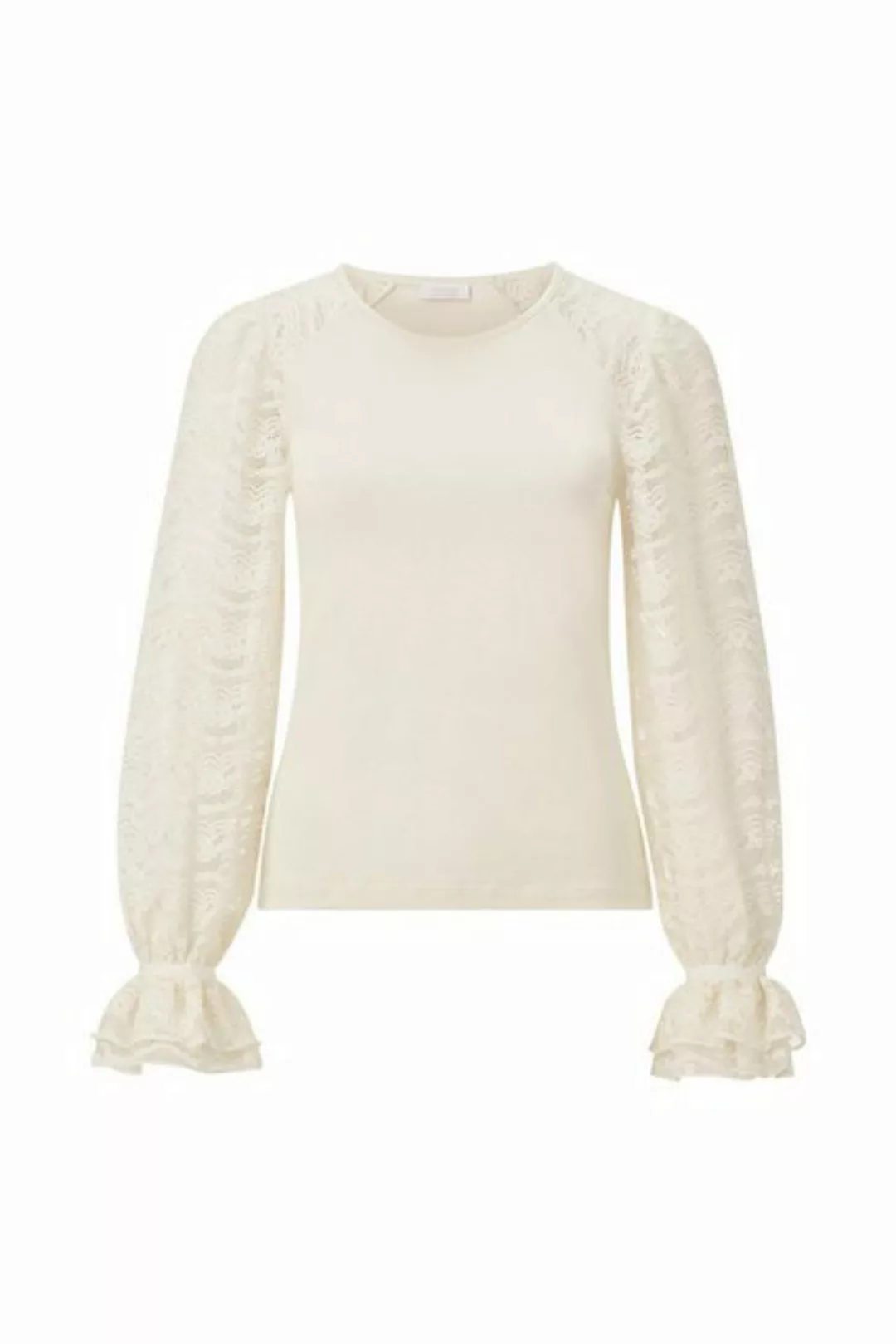 Rich & Royal Langarmshirt Lace mat mix layering longsleeve, pearl white günstig online kaufen