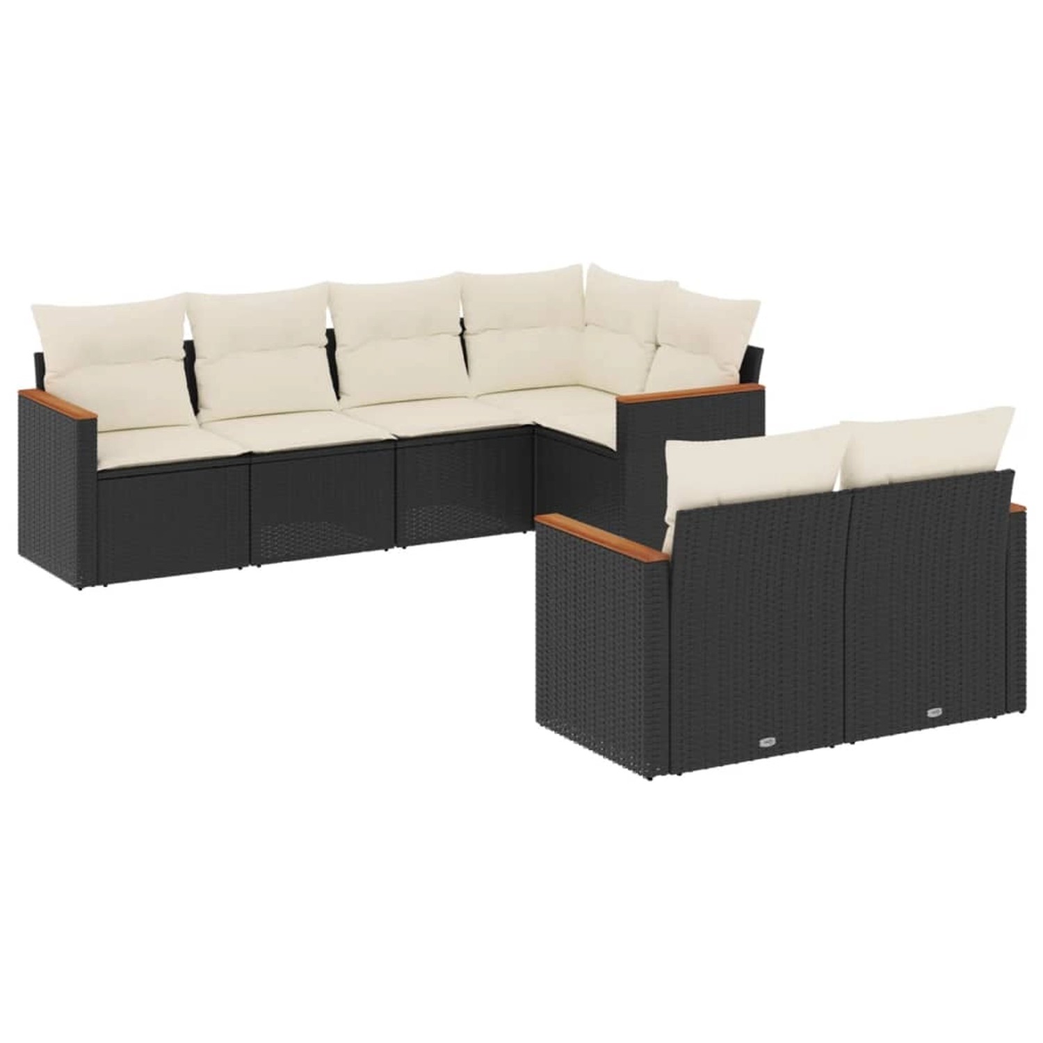 vidaXL 7-Tlg Garten-Sofagarnitur mit Kissen Schwarz Poly Rattan 3258542 günstig online kaufen