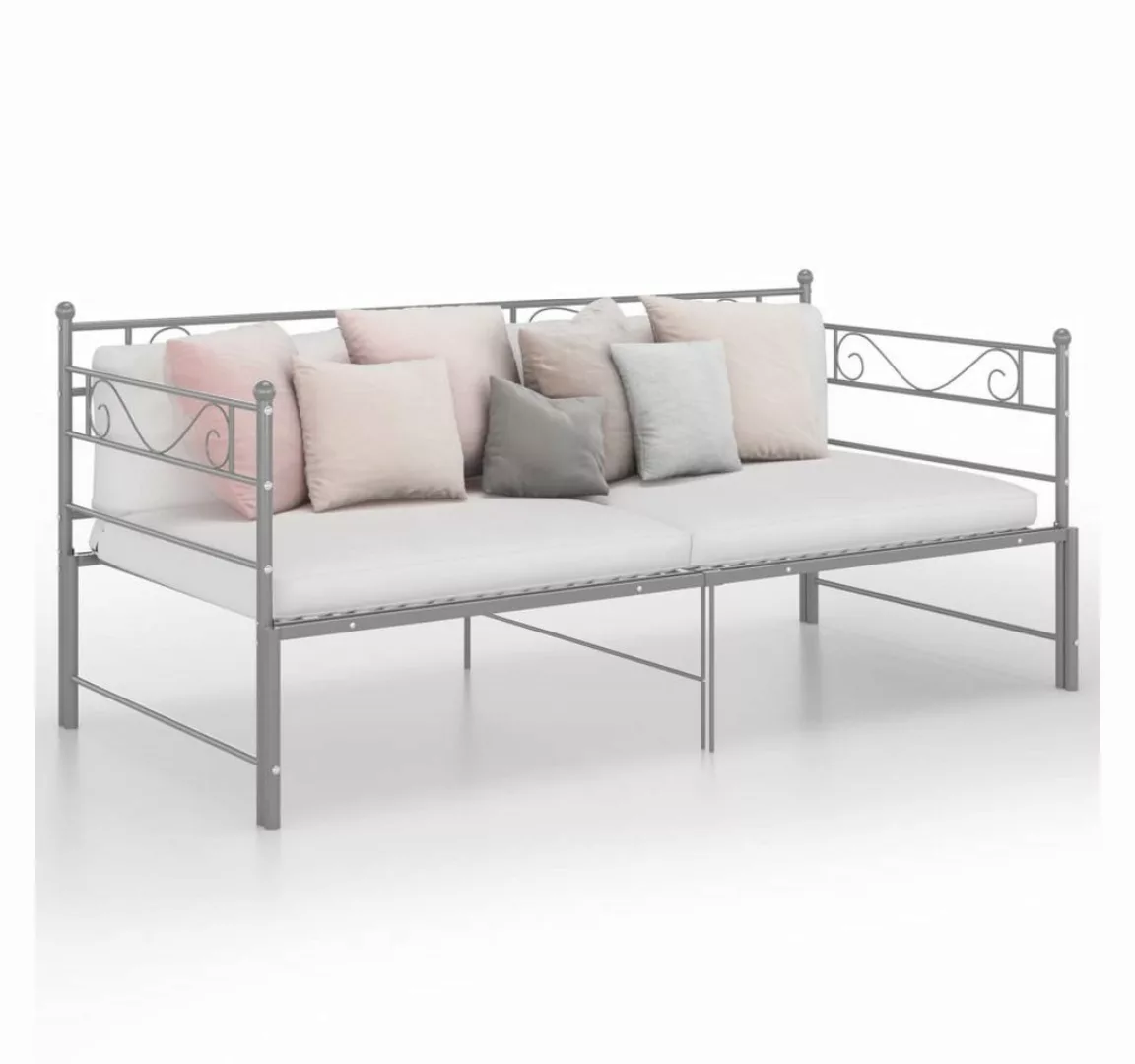 furnicato Bett Tagesbett Ausziehbar Grau Metall 90x200 cm günstig online kaufen