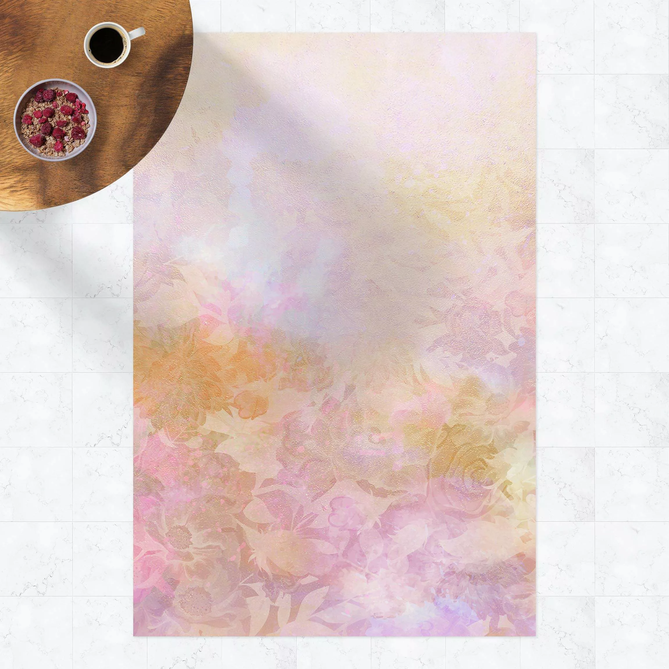 Vinyl-Teppich Strahlender Blütentraum in Pastell günstig online kaufen