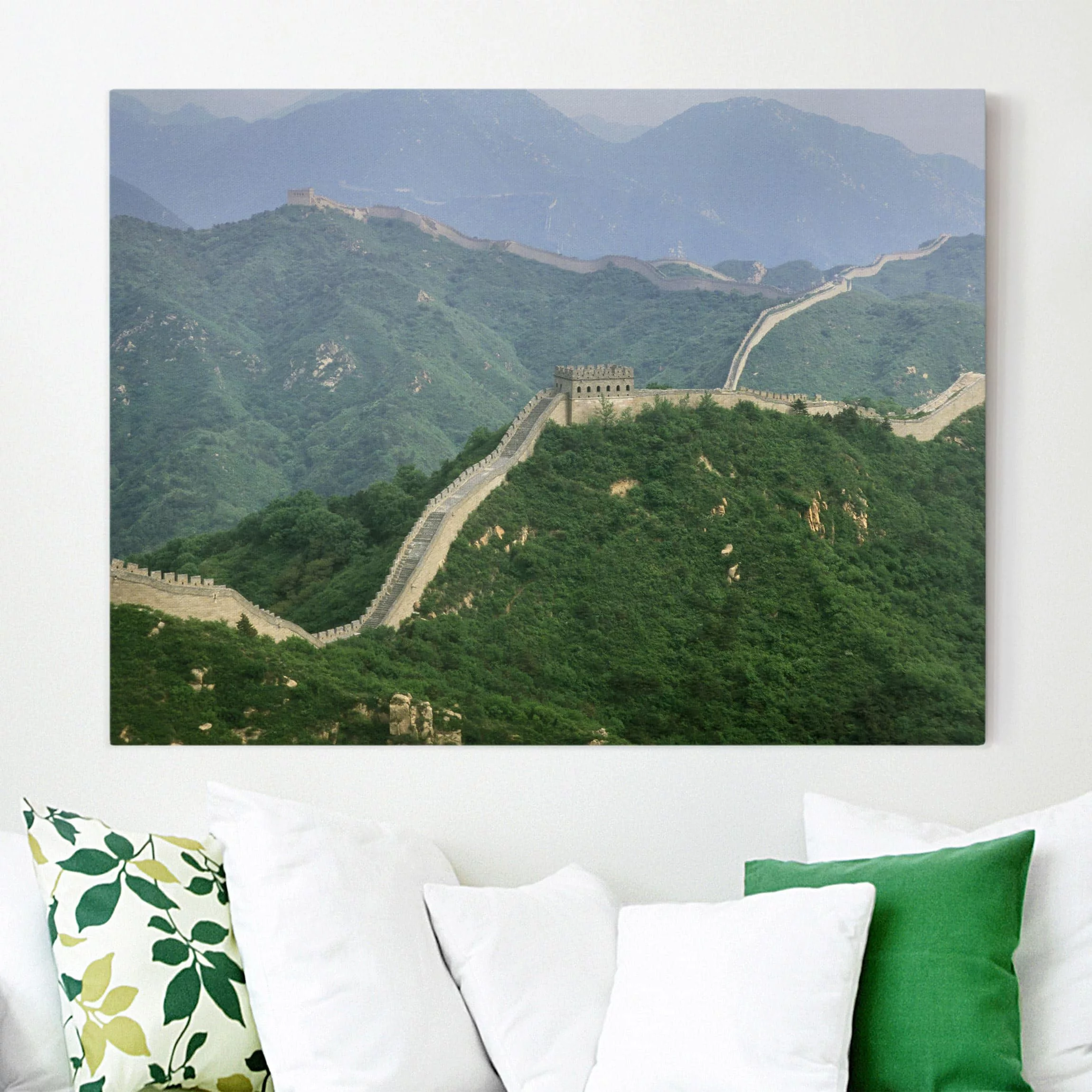Leinwandbild Natur & Landschaft - Querformat Die chinesische Mauer im Grüne günstig online kaufen