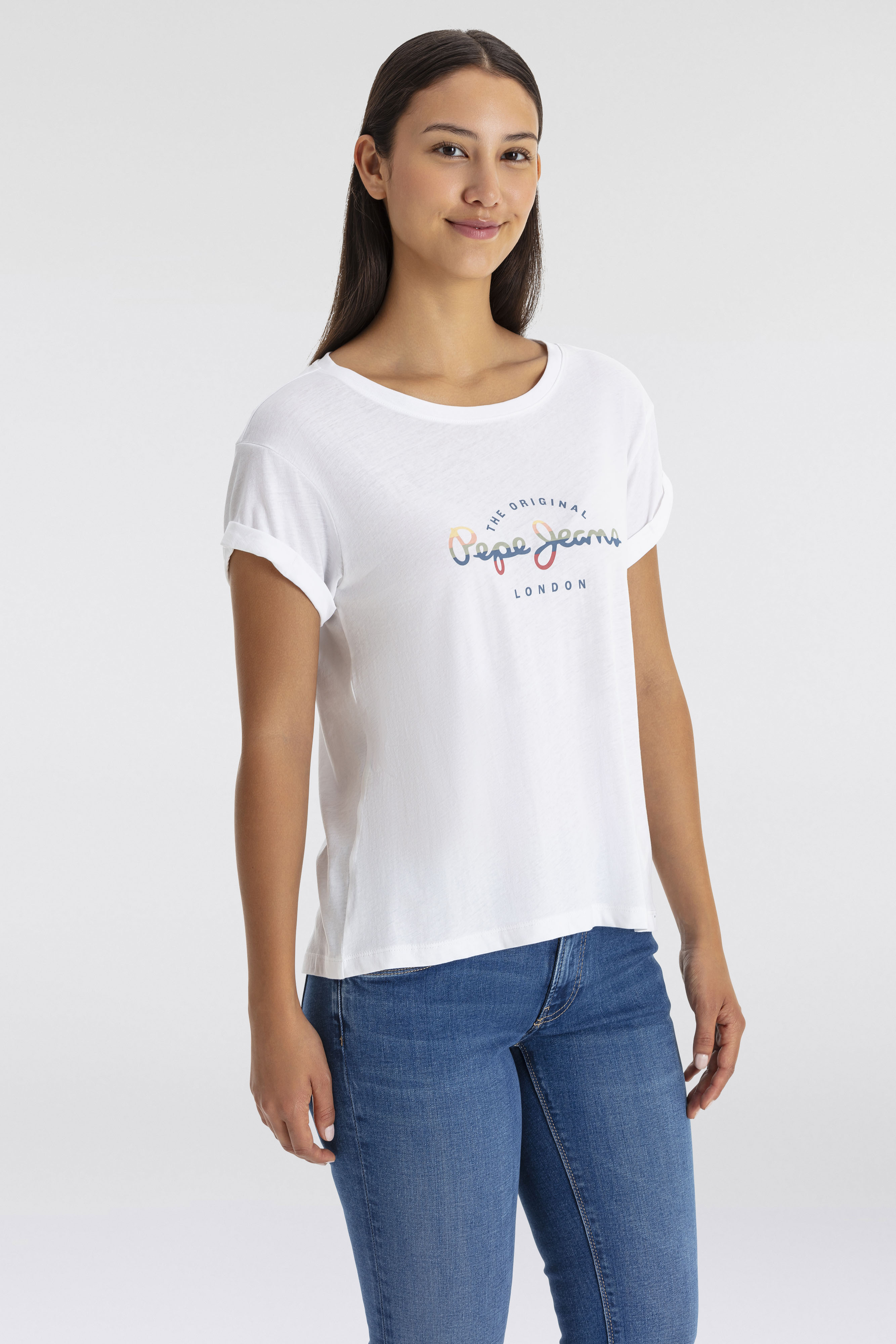 Pepe Jeans T-Shirt "EVETTE", mit Ämreln mit Umschlagsaum günstig online kaufen