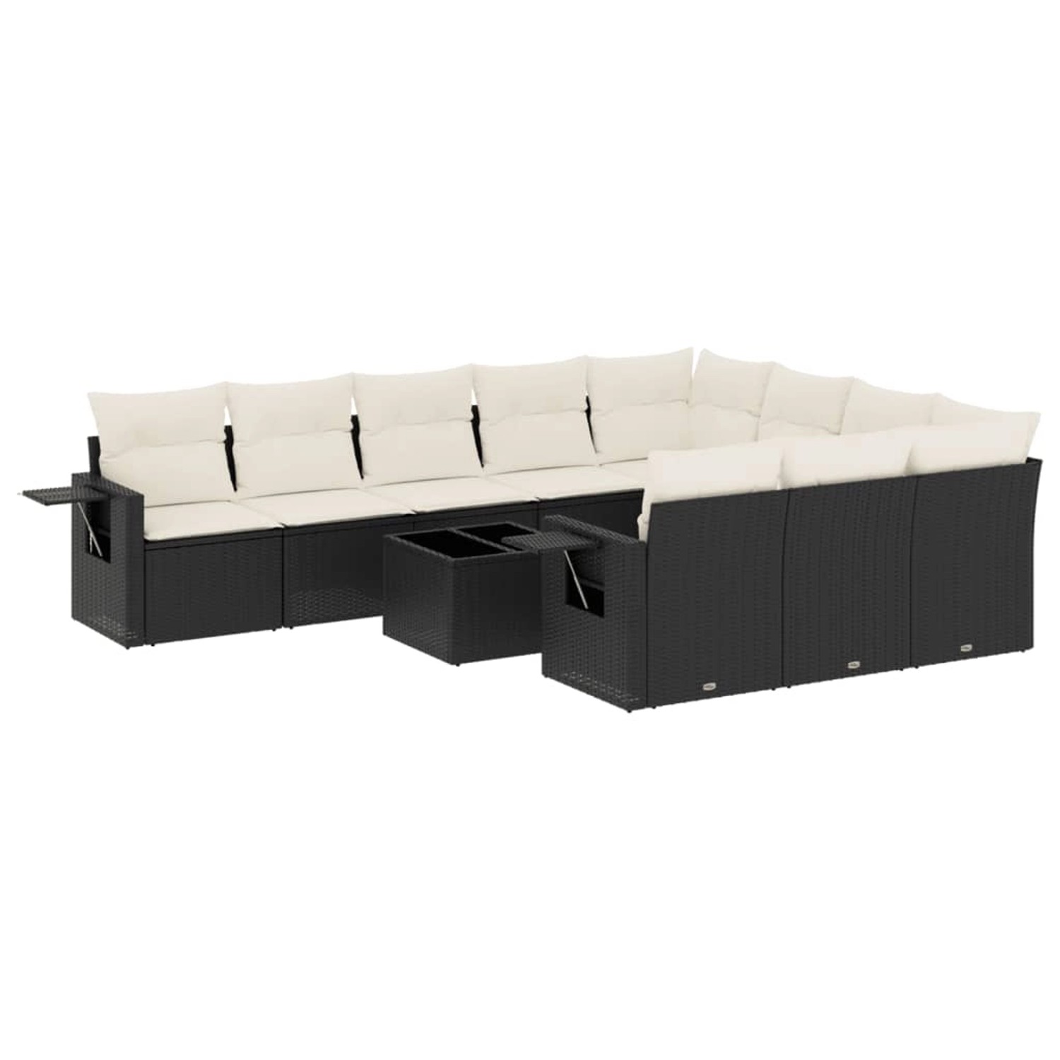 vidaXL 11-Tlg Garten-Sofagarnitur mit Kissen Schwarz Poly Rattan 3220695 günstig online kaufen
