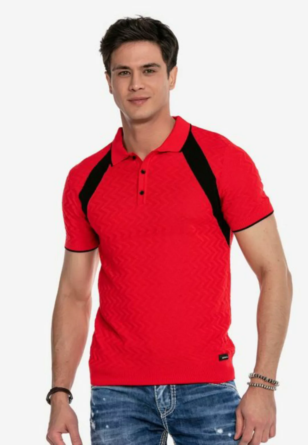 Cipo & Baxx Poloshirt mit dezentem Muster günstig online kaufen