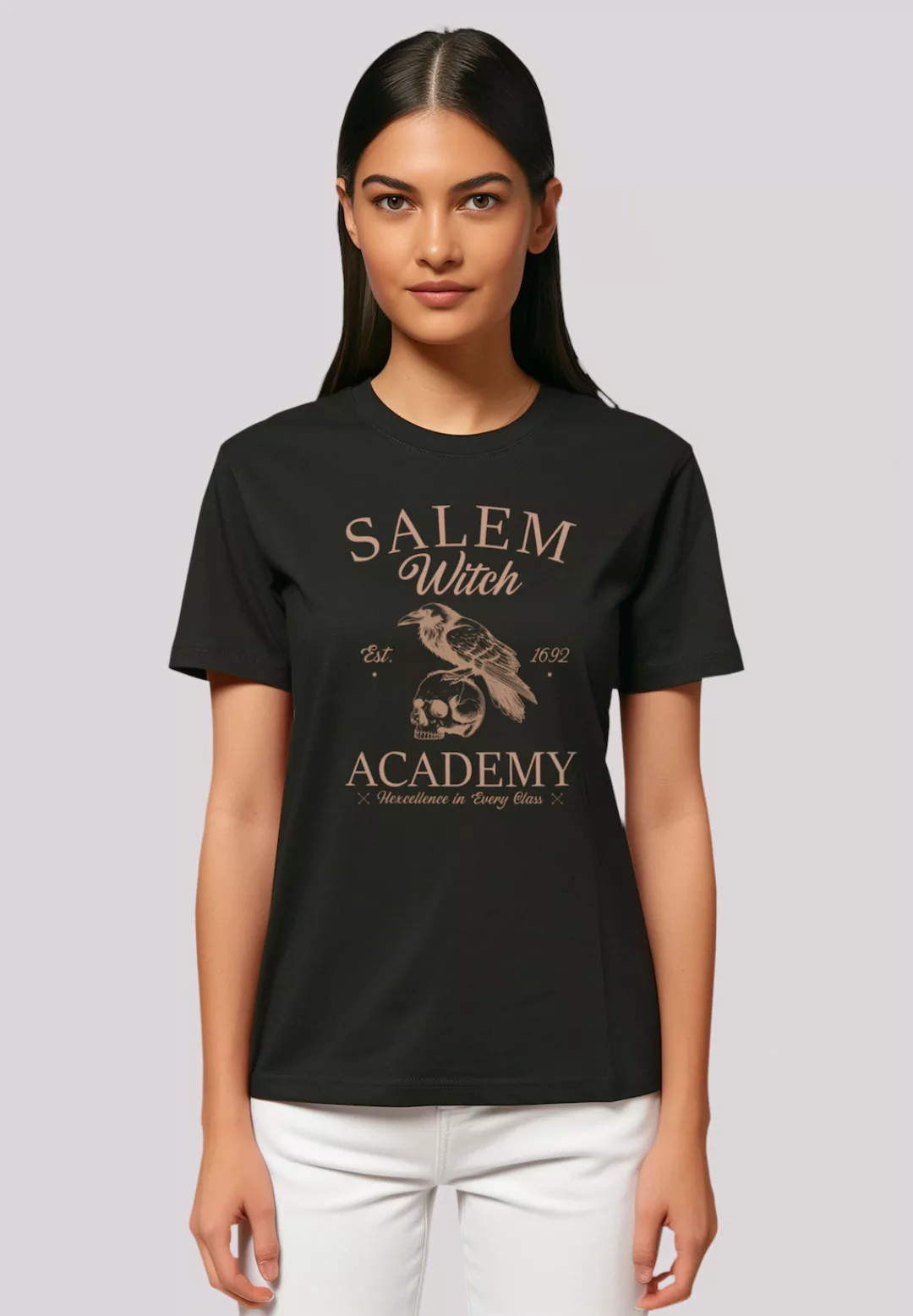 F4NT4STIC T-Shirt "Halloween University Salem witch crow skull", Premium Qu günstig online kaufen