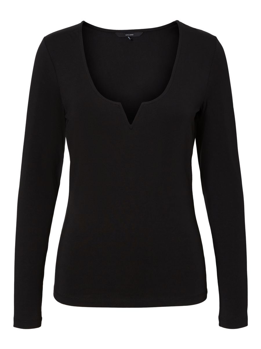 VERO MODA Halsausschnitt-detail Bluse Damen Schwarz günstig online kaufen