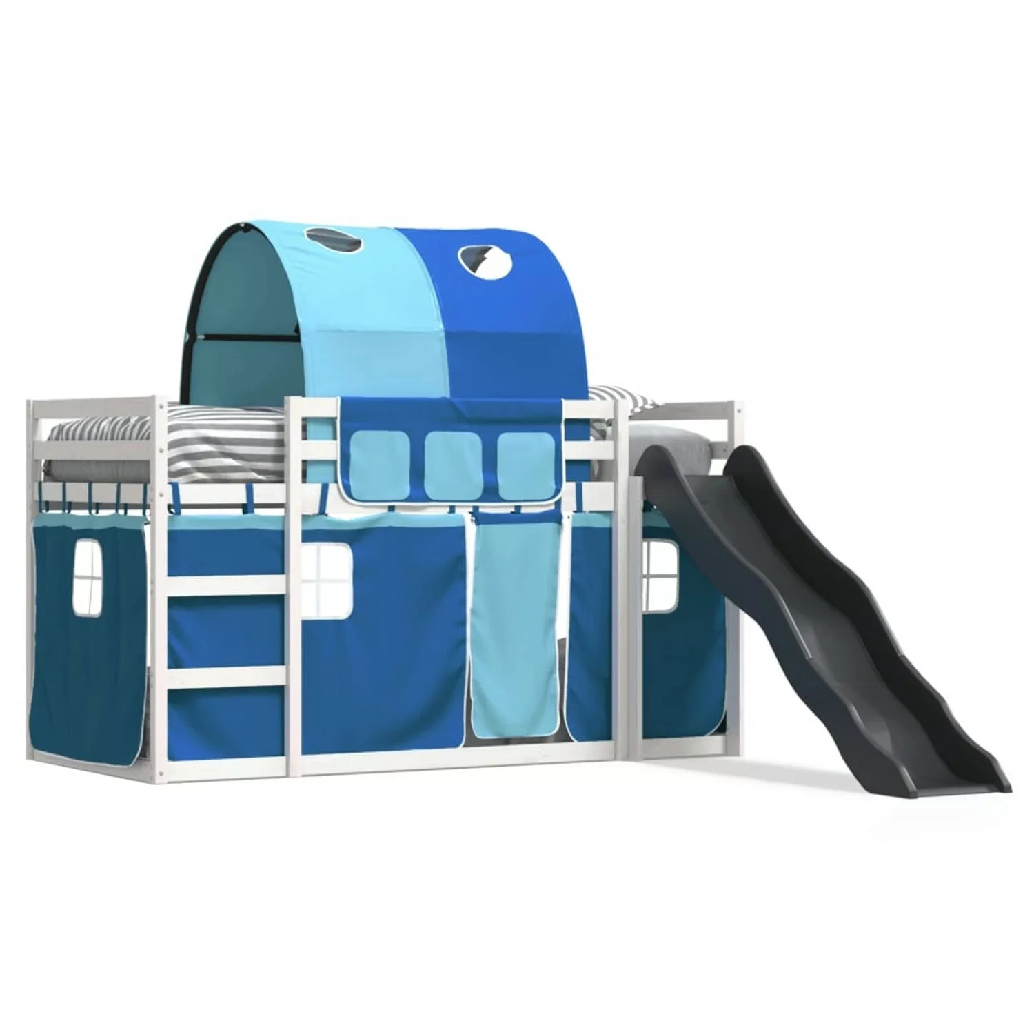 vidaXL Etagenbett mit Rutsche und Gardinen Blau 80x200 cm2101519 günstig online kaufen