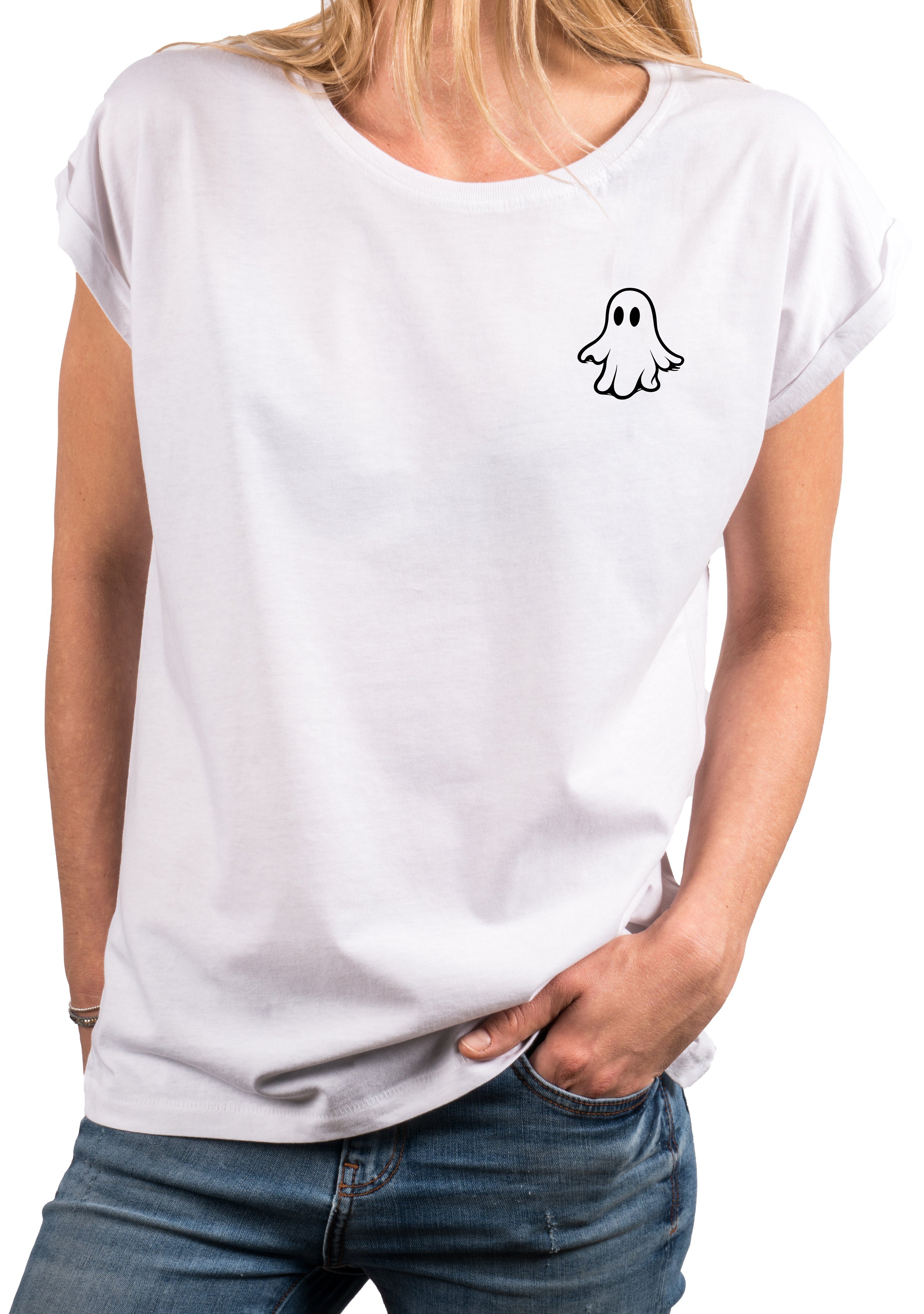 MAKAYA Print-Shirt Damen Kurzarm Top Geist günstig online kaufen