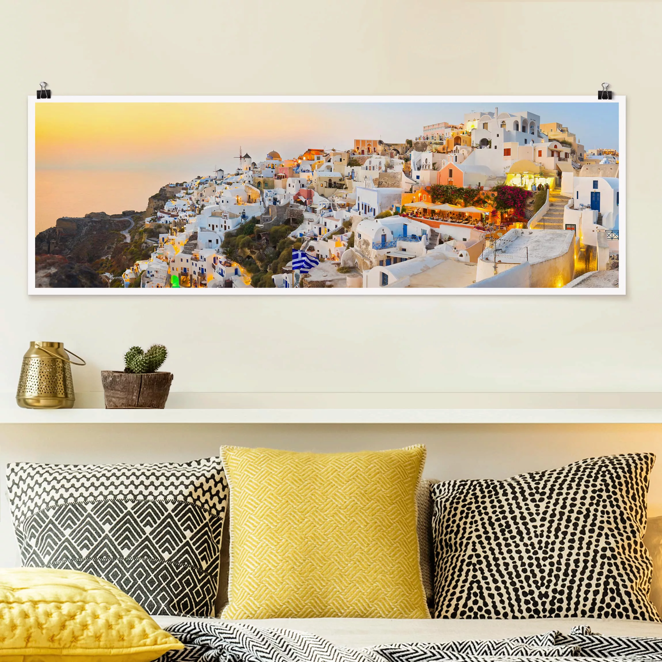 Panorama Poster Architektur & Skyline Strahlendes Santorin günstig online kaufen