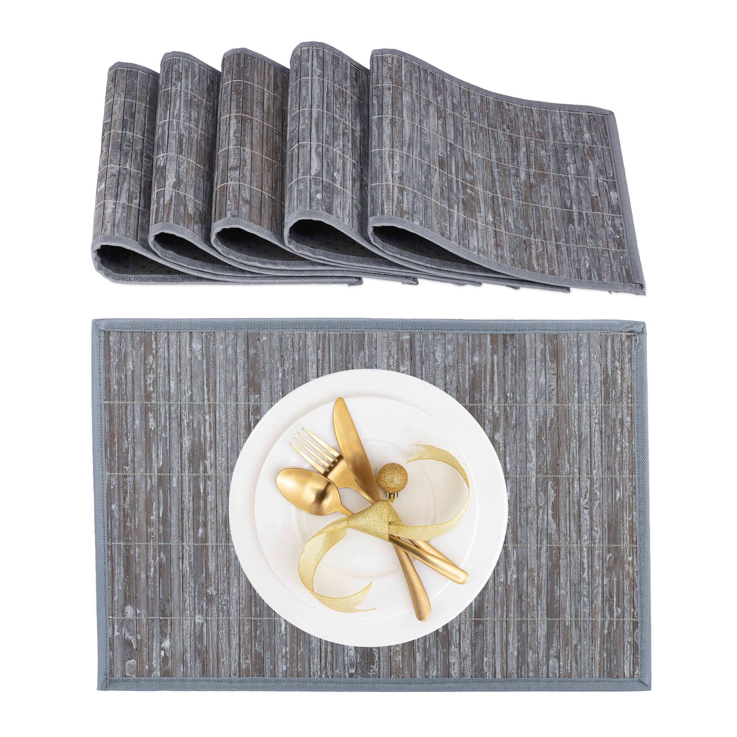 relaxdays Platzset Tischset 6er Set Bambus, günstig online kaufen