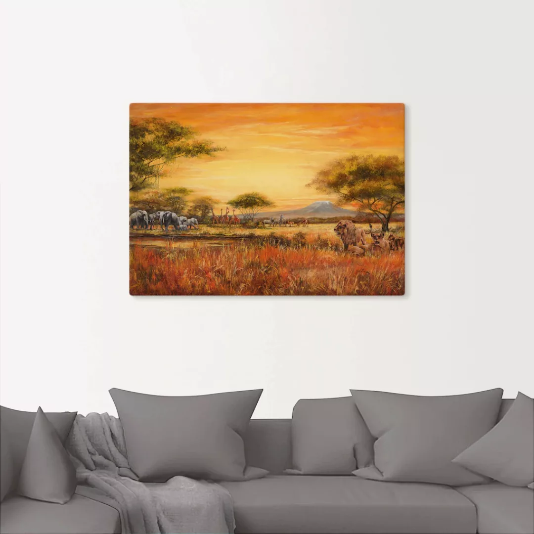 Artland Wandbild "Afrikanische Steppe mit Löwen", Afrika, (1 St.), als Alub günstig online kaufen