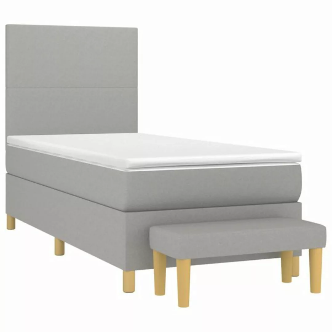 vidaXL Boxspringbett Boxspringbett mit Matratze Hellgrau 90x190 cm Stoff Be günstig online kaufen