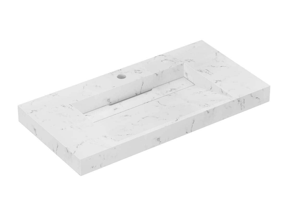 Waschbecken hängend - 90,2 x 45,2 x 8 cm - Solid Surface - Weiß - TAKOTNA günstig online kaufen