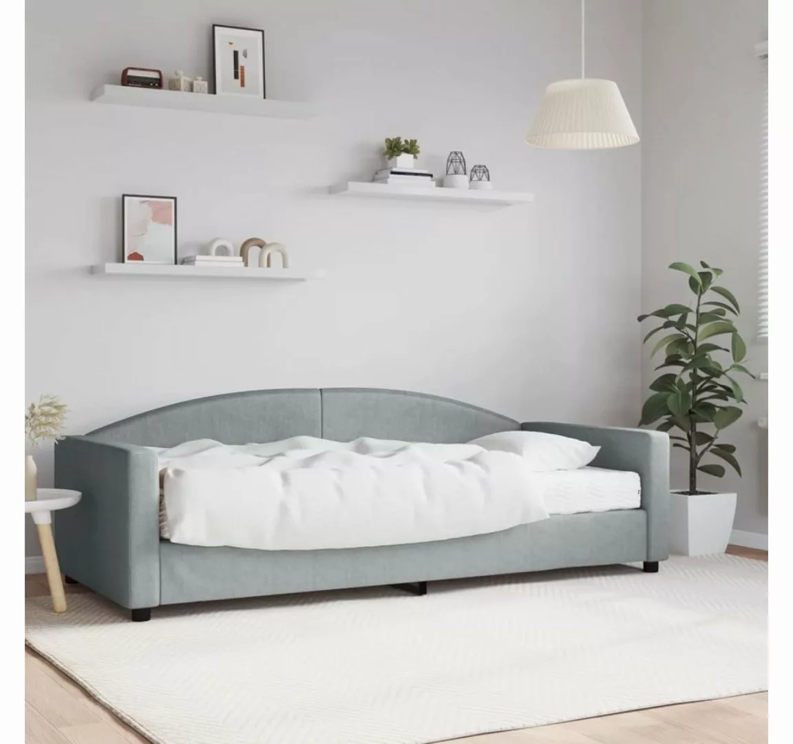 furnicato Bett Tagesbett mit Matratze Hellgrau 90x200 cm Stoff günstig online kaufen