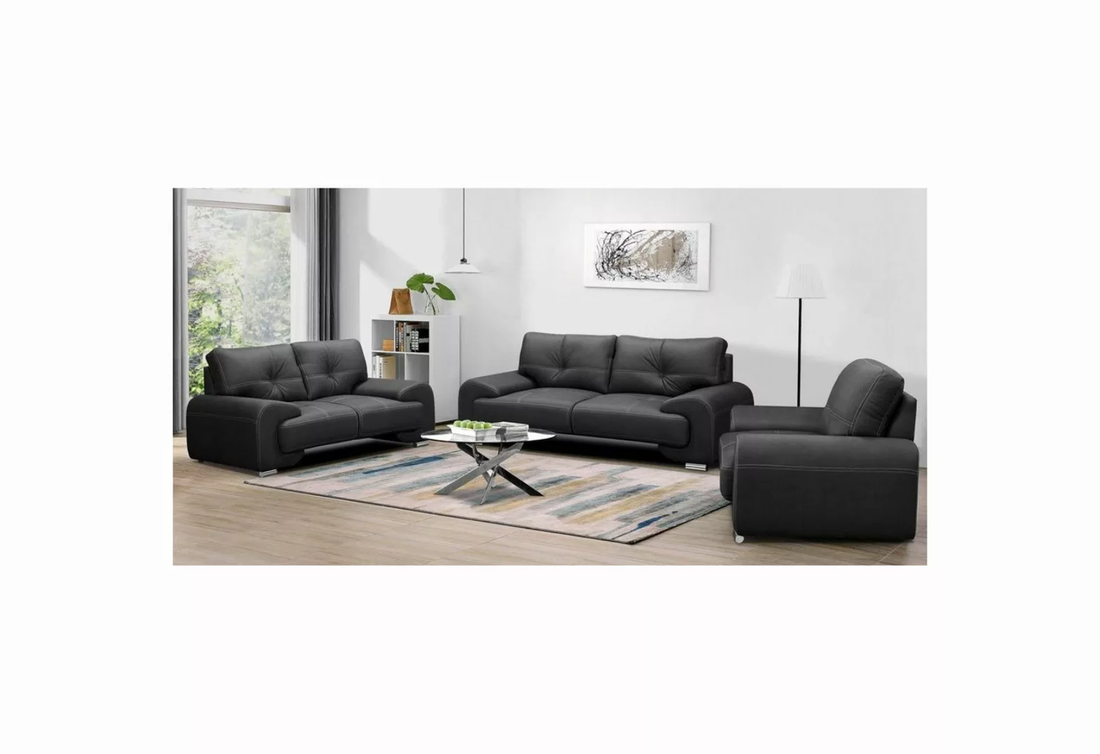 Beautysofa Polstergarnitur Maxime lux, (Sessel + Zweisitzer + Dreisitzer au günstig online kaufen