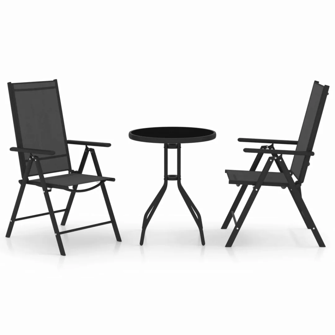 3-tlg. Bistro-set Aluminium Und Textilene Schwarz günstig online kaufen